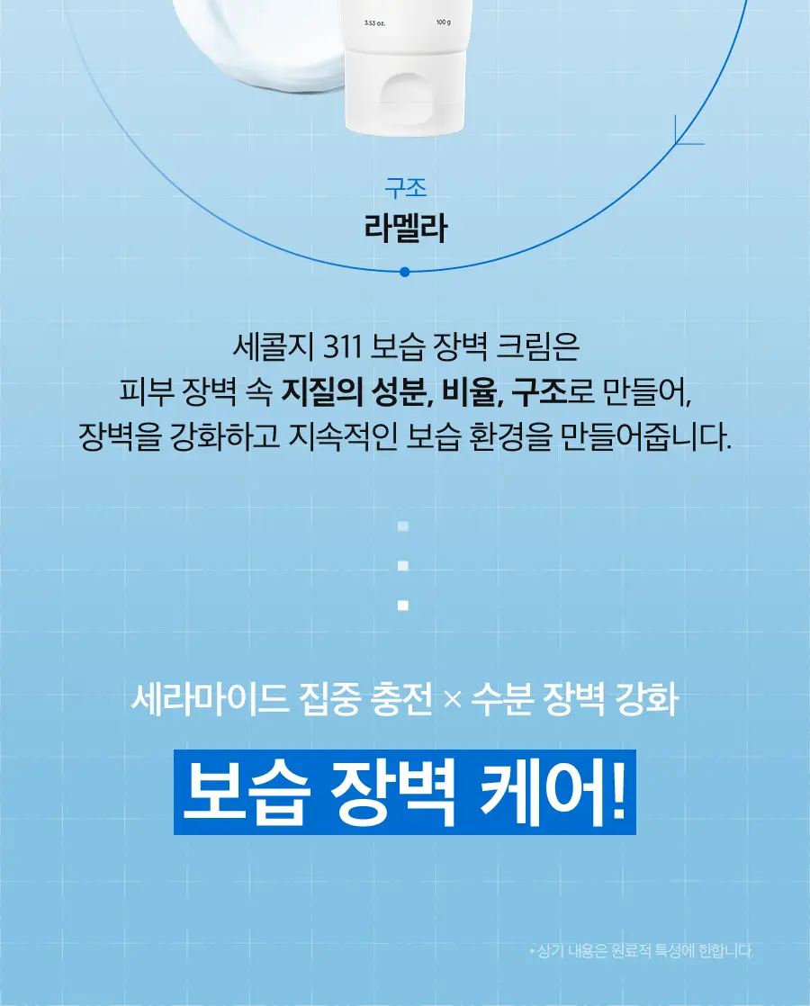 [NEW/세라마이드3배] 닥터디퍼런트 세콜지 311 보습 장벽 크림 100g 상세페이지 8